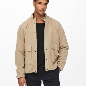 ONLY & SONS Tan Lightweight Shirt Jacket Contemporary Style
